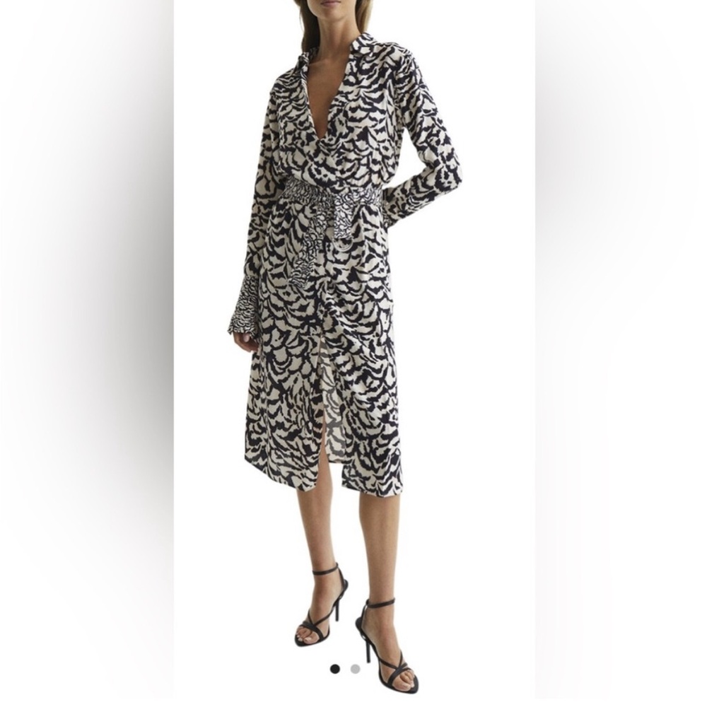 Reiss elegant Black and White Patterned Dress